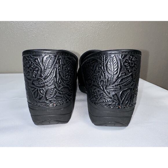NWOT Dansko XP 2.0 Black Floral Tooled Leather Clogs Womens Sz EU 40 US 9.5 - 10 - Picture 7 of 11